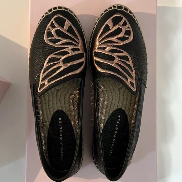 Sophia Webster butterfly espadrille black pink size 6 made in Spain - BNWT! 🦋💕 - Picture 2 of 9
